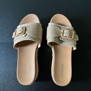 Soda Women's Tan Platform Sandals 9